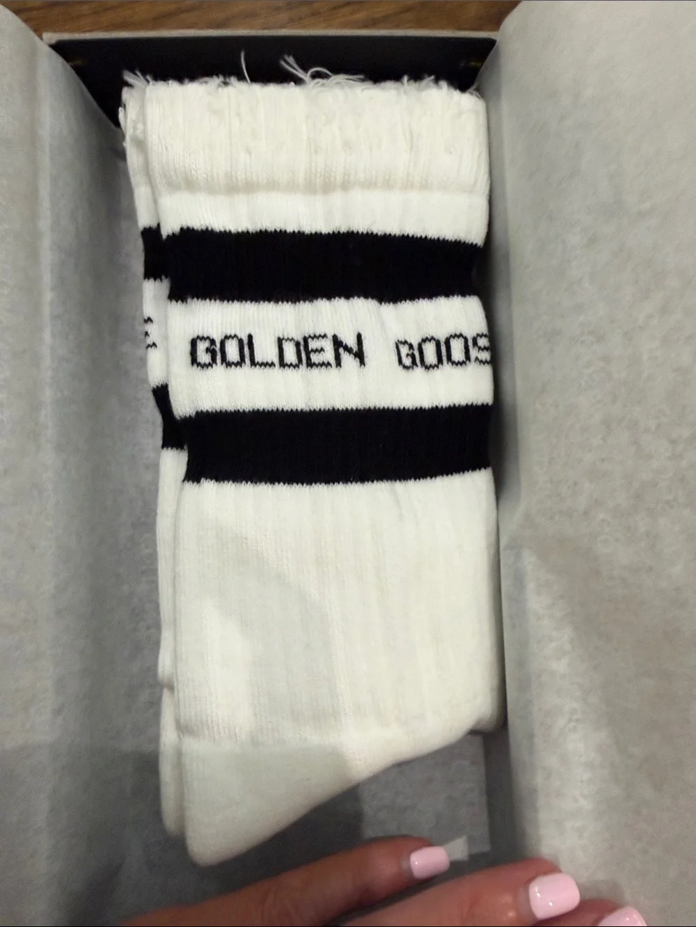 Golden Goose Unisex Socks White and Black in Box